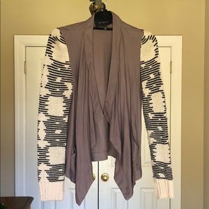 Taupe cardigan with sweater sleeves